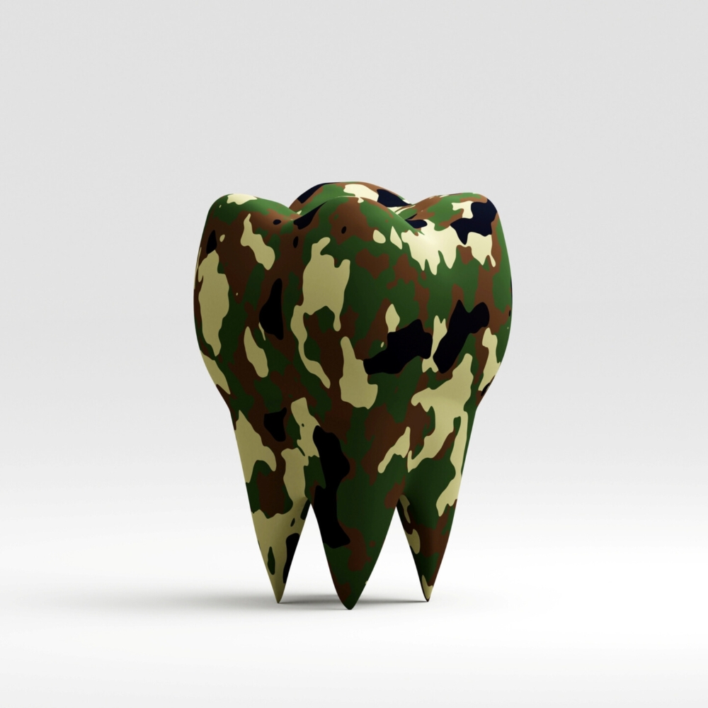 veterans-dental-care-dentist-wetherill-park Camouflage tooth symbol representing veterans dental care in Wetherill Park.
