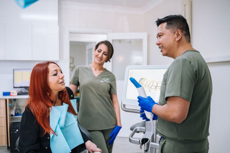 dentist consultation intraoral camera wetherill park explaining tooth discoloration